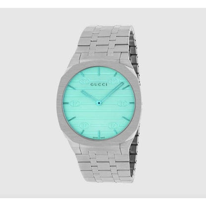 Gucci 25H Quartz Turquoise Dial Silver Steel Strap Women’s Watch – YA163409