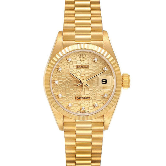 Rolex President Yellow Gold Anniversary Diamond Dial Ladies Watch 69170