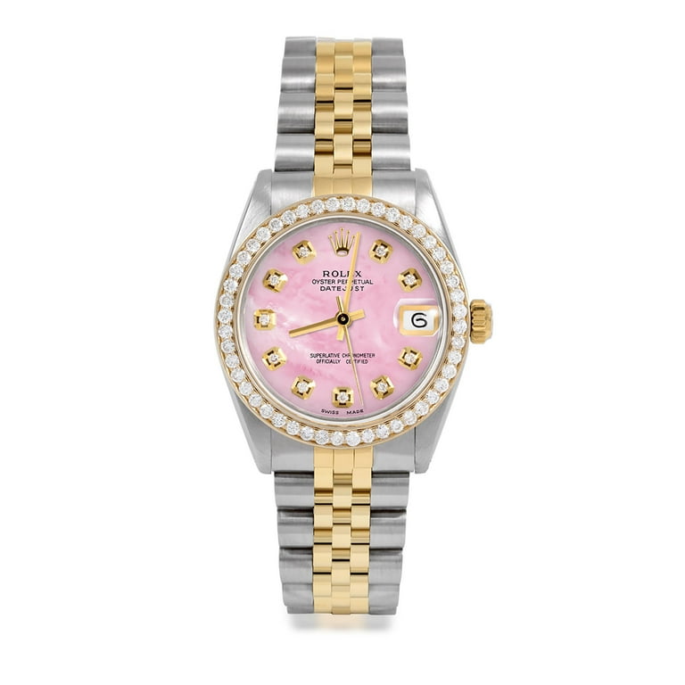 Rolex ledies watch pink mother of pearl diamond