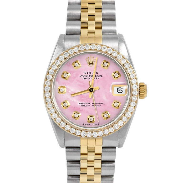 Rolex ledies watch pink mother of pearl diamond