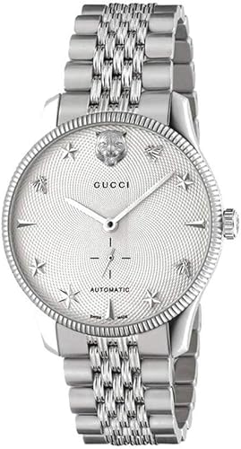 "Gucci G-Timeless Automatic Men's Watch YA126354 - Elegant Silver Dial, Luxury Swiss Craftsmanship"