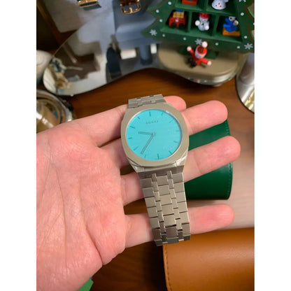 Gucci 25H Quartz Turquoise Dial Silver Steel Strap Women’s Watch – YA163409